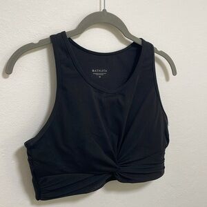 Athleta Twist Knot Crop Top Black Size Medium